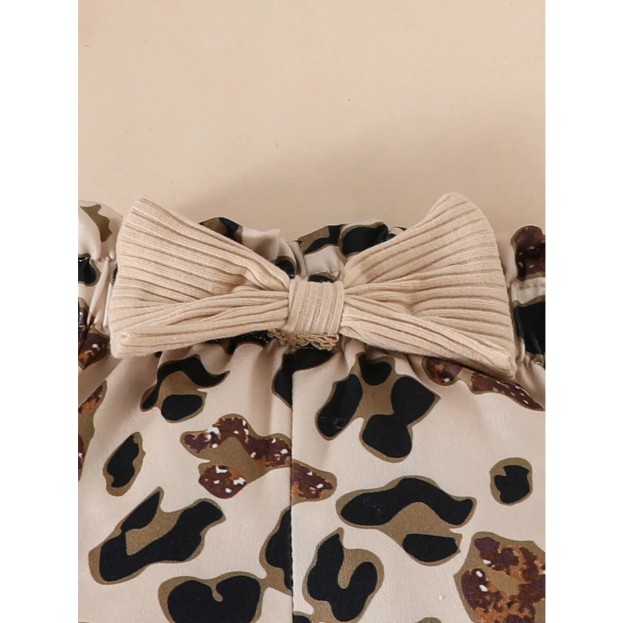 Children’s Leopard Ruffled Bodysuit and Pants Set with Headband Apparel and Accessories