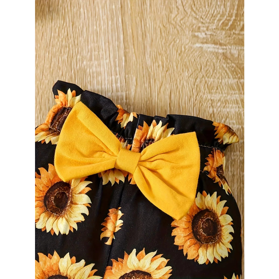 Children’s Leopard Ruffled Bodysuit and Shorts Set with Headband Apparel and Accessories