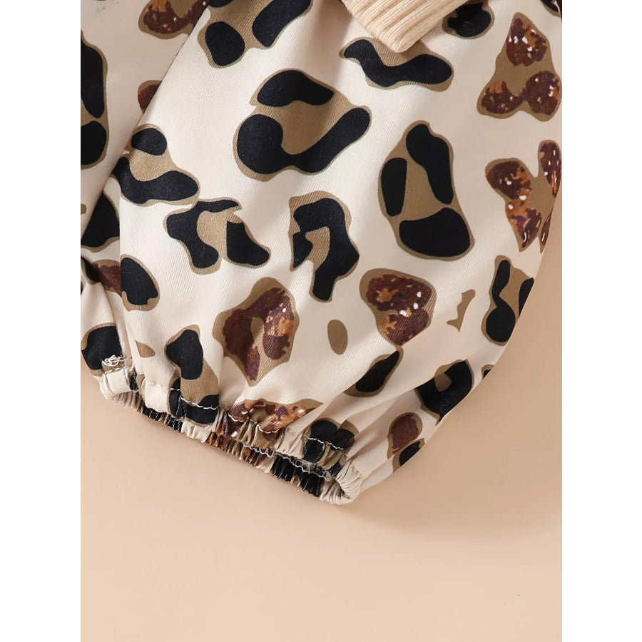 Children’s Leopard Ruffled Bodysuit and Shorts Set with Headband Apparel and Accessories