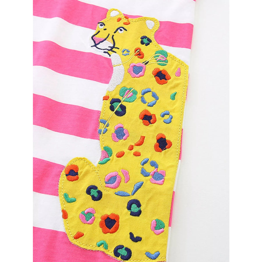 Children’s Leopard Striped Short Sleeve Dress Apparel and Accessories