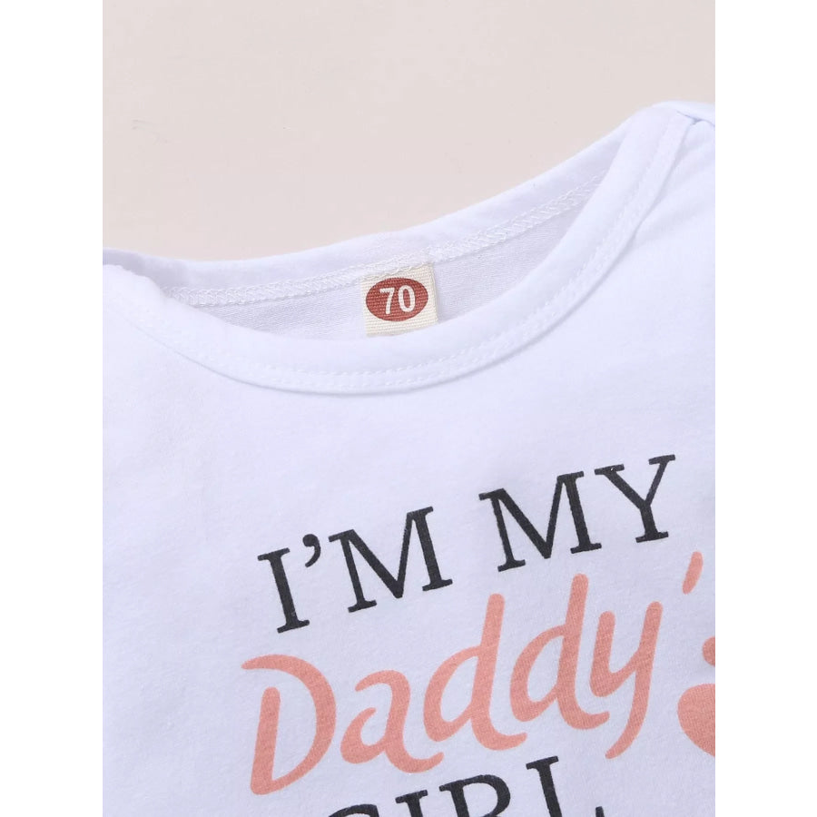 Children’s Letter Graphic Bodysuit and Floral Pants Set with Headband Hat Apparel Accessories