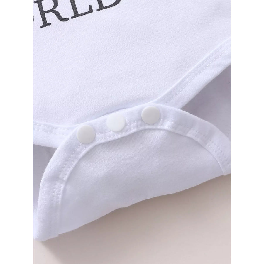 Children’s Letter Graphic Bodysuit and Floral Pants Set with Headband Hat Apparel Accessories