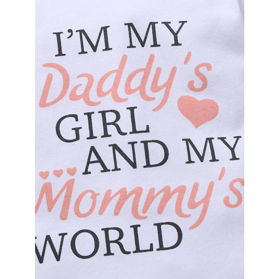 Children’s Letter Graphic Bodysuit and Floral Pants Set with Headband Hat Apparel Accessories