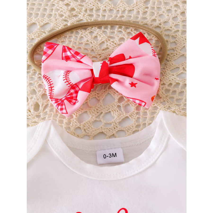 Children’s Letter Graphic Bodysuit and Skirt Set with Headband Apparel and Accessories