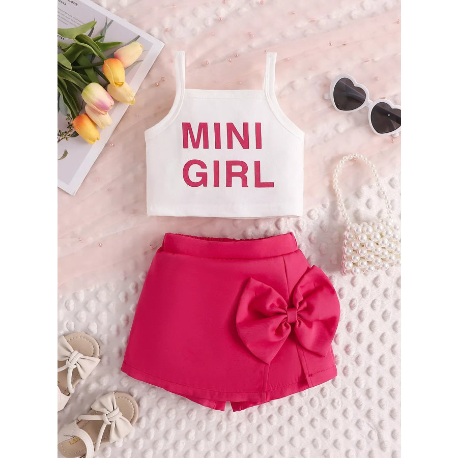 Children’s Letter Graphic Cami and Bow Skort Set Apparel and Accessories