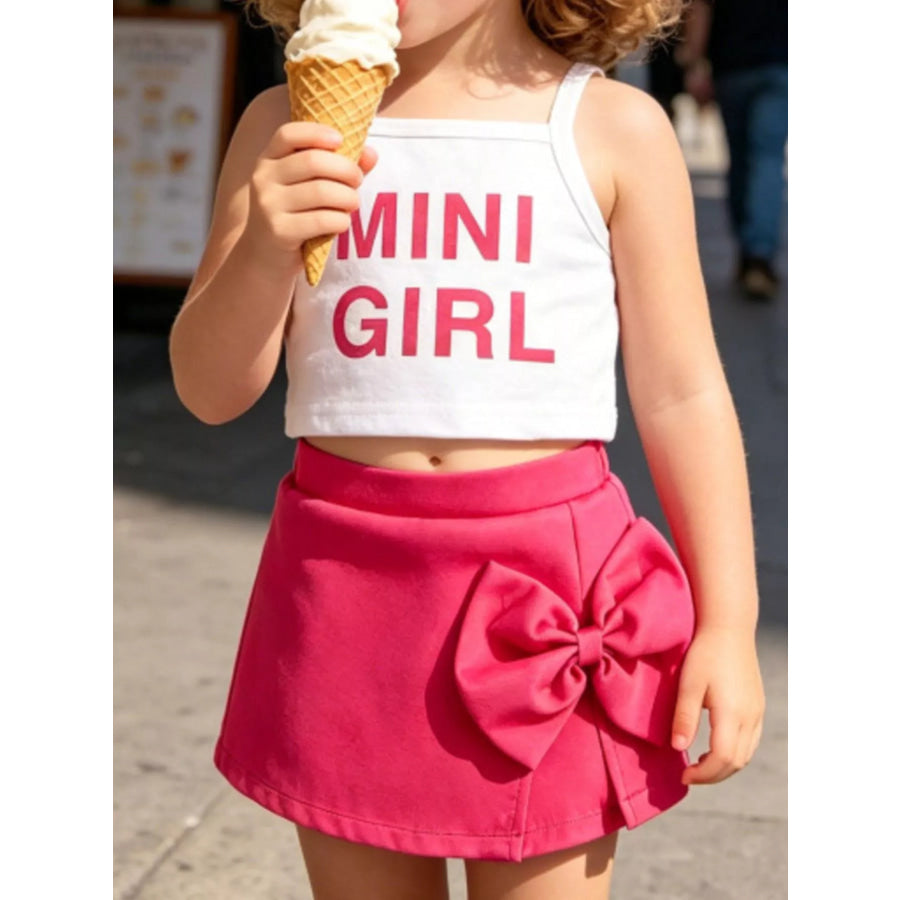 Children’s Letter Graphic Cami and Bow Skort Set White / 6-12M Apparel and Accessories