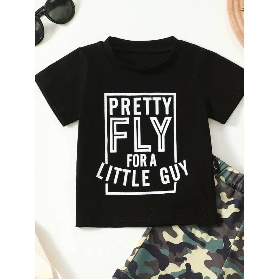 Children’s Letter Graphic Tee and Camouflage Shorts Set Apparel and Accessories