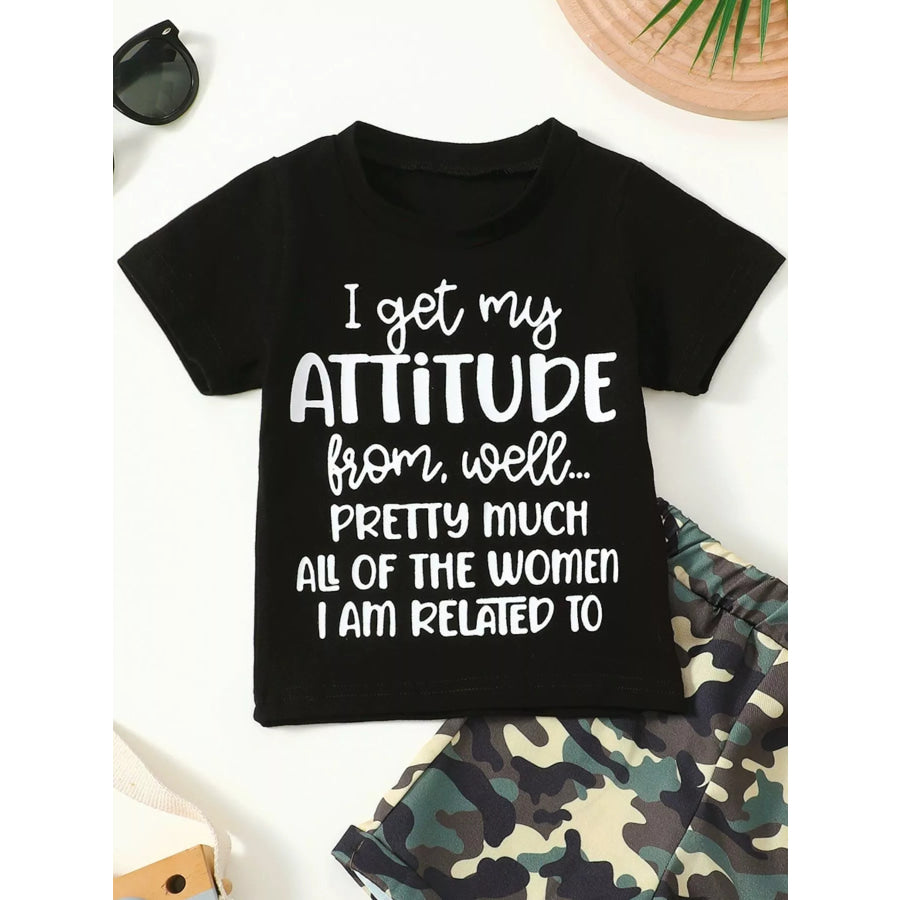 Children’s Letter Graphic Tee and Camouflage Shorts Set Apparel and Accessories