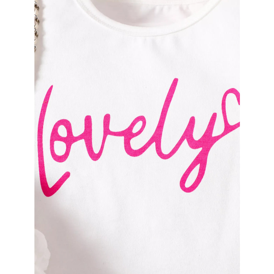 Children’s Letter Long Sleeve Top and Denim Skirt Set Apparel and Accessories