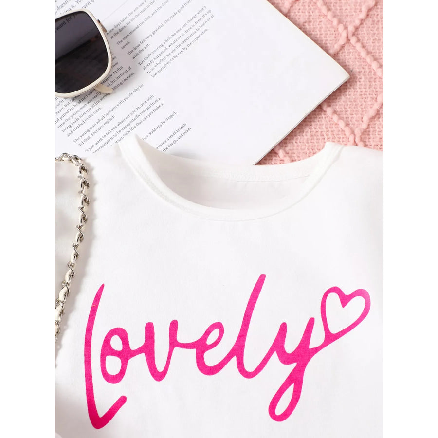 Children’s Letter Long Sleeve Top and Denim Skirt Set Apparel and Accessories