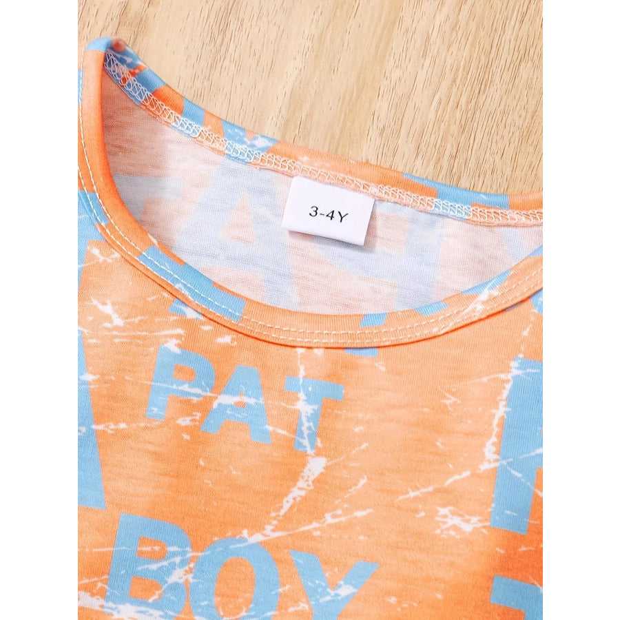 Children’s Letter Print T-Shirt & Denim Shorts Set Apparel and Accessories