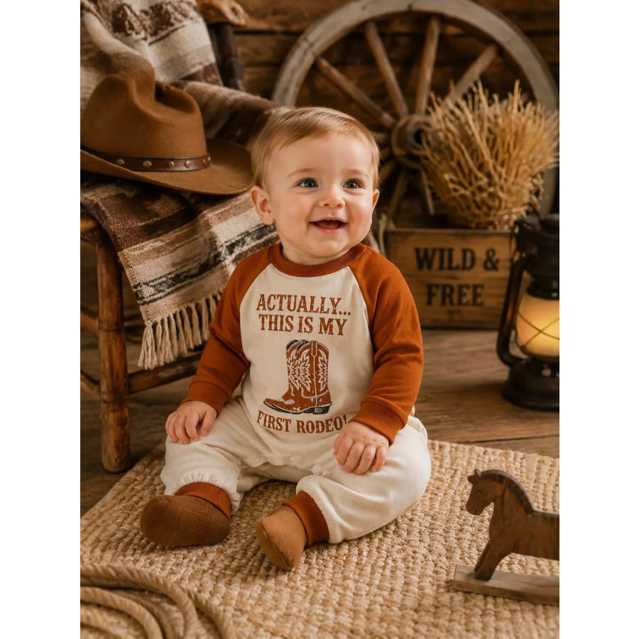 Children’s Letter Raglan Sleeve One-Piece Brown / 0-3M Apparel and Accessories