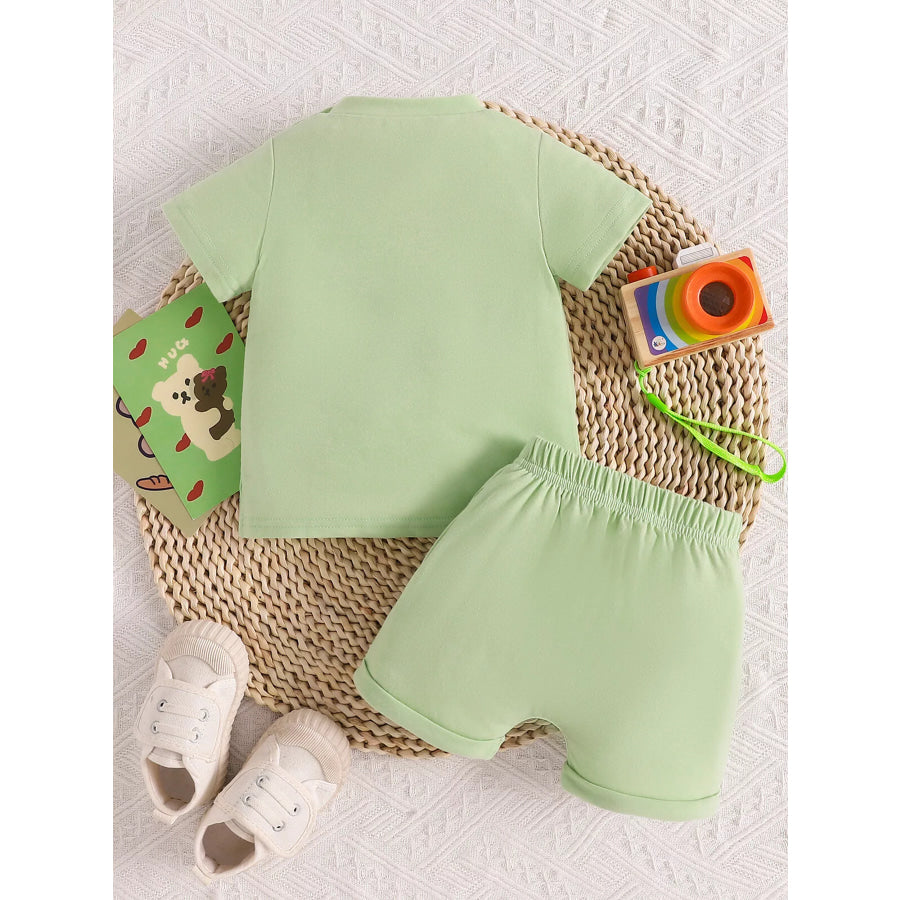Children’s Letter Round Neck Tee and Shorts Set Apparel and Accessories