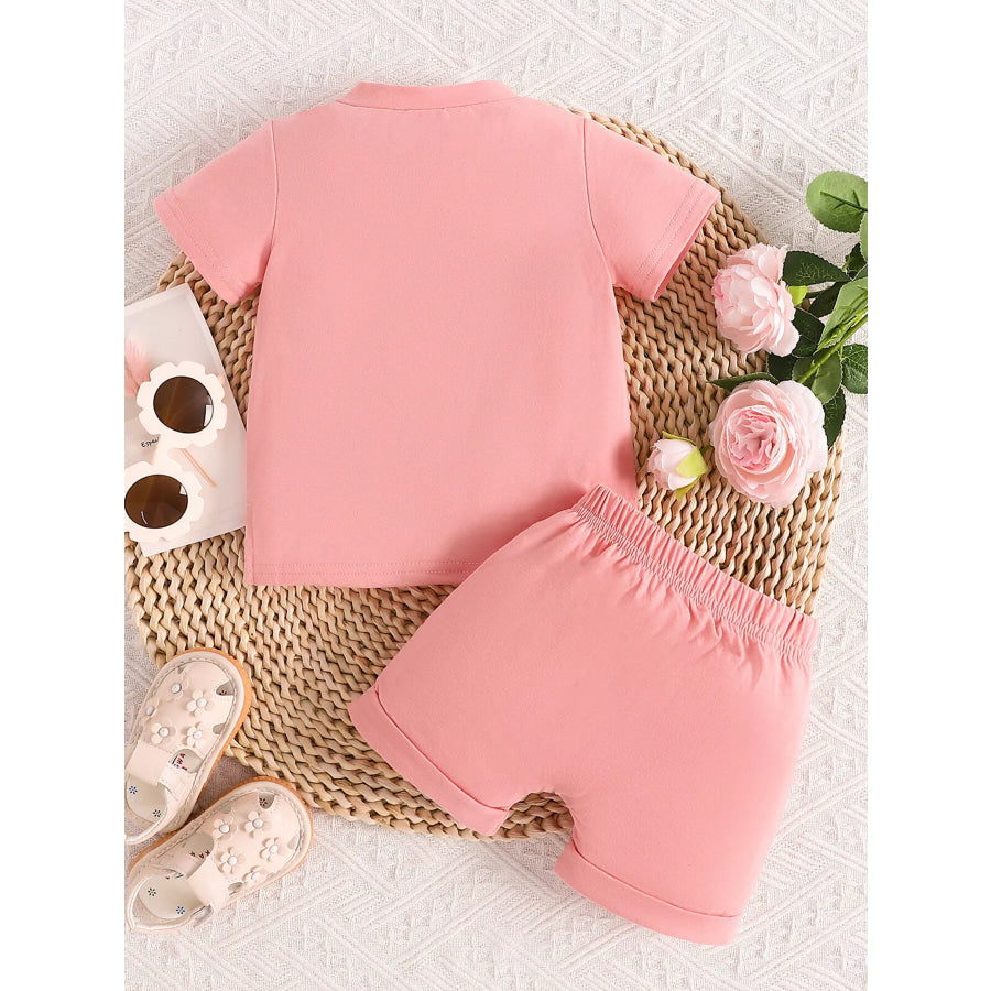 Children’s Letter Round Neck Tee and Shorts Set Apparel and Accessories