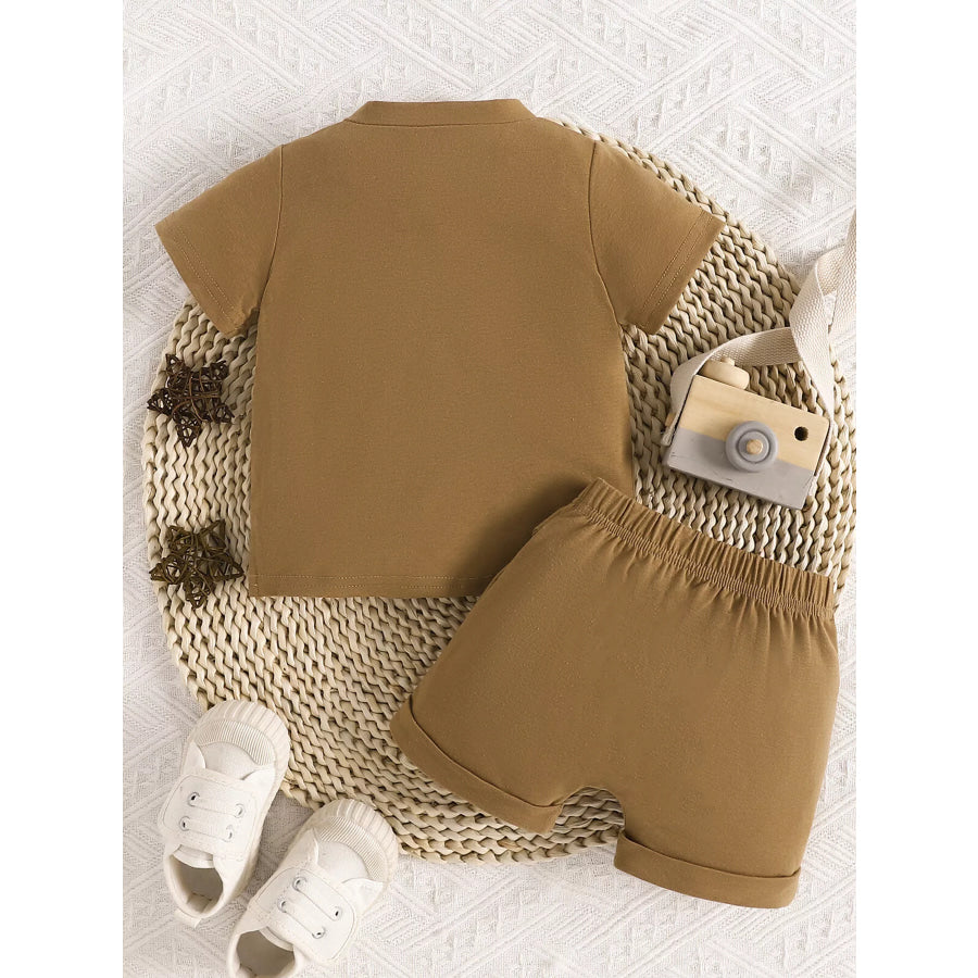 Children’s Letter Round Neck Tee and Shorts Set Apparel and Accessories