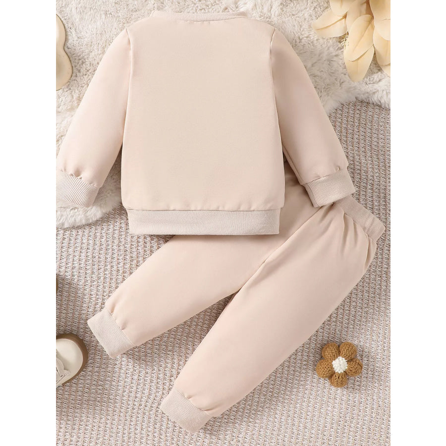 Children’s Letter Round Neck Top and Pants Set Apparel and Accessories
