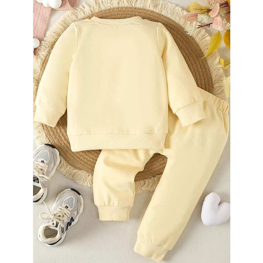 Children’s Letter Round Neck Top and Pants Set Apparel and Accessories