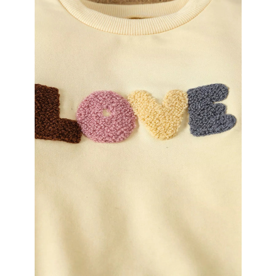 Children’s Letter Round Neck Top and Pants Set Apparel and Accessories