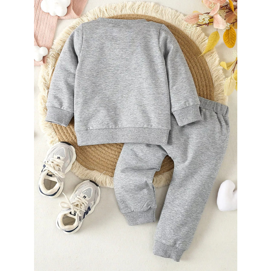 Children’s Letter Round Neck Top and Pants Set Apparel and Accessories