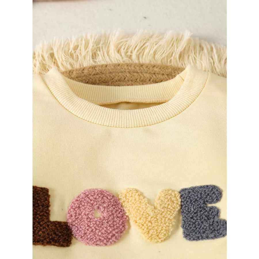 Children’s Letter Round Neck Top and Pants Set Apparel and Accessories