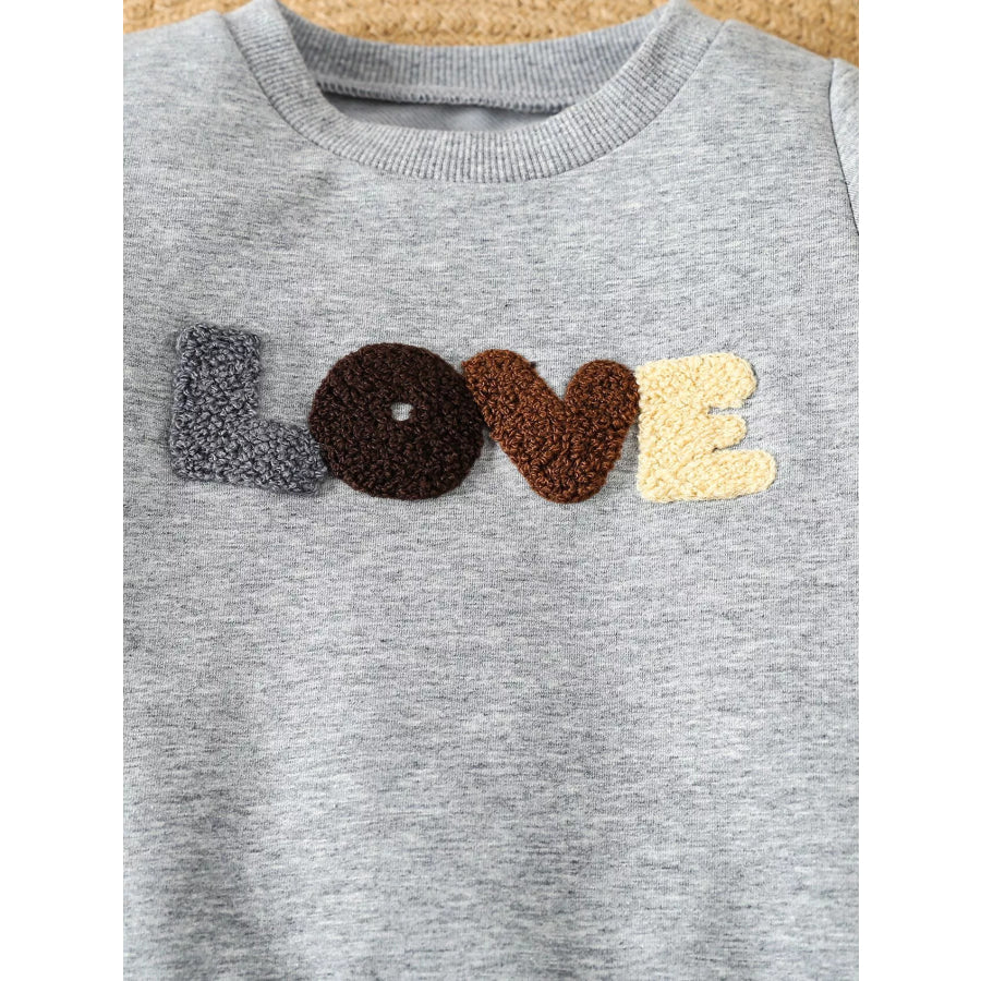 Children’s Letter Round Neck Top and Pants Set Apparel and Accessories
