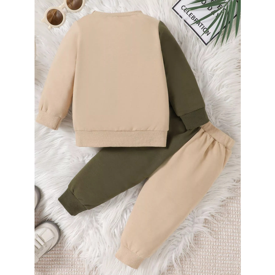 Children’s Letter Round Neck Top and Pants Set Apparel and Accessories