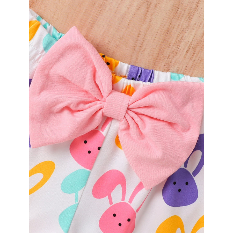 Children’s Letter Ruffled Trim Bodysuit and Pants Set with Headband Apparel and Accessories