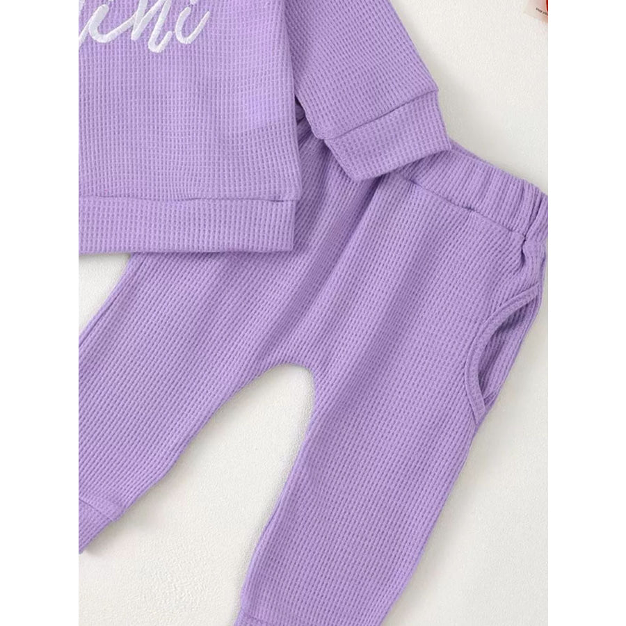 Children’s Letter Ruffled Trim Top and Pants Set Apparel and Accessories
