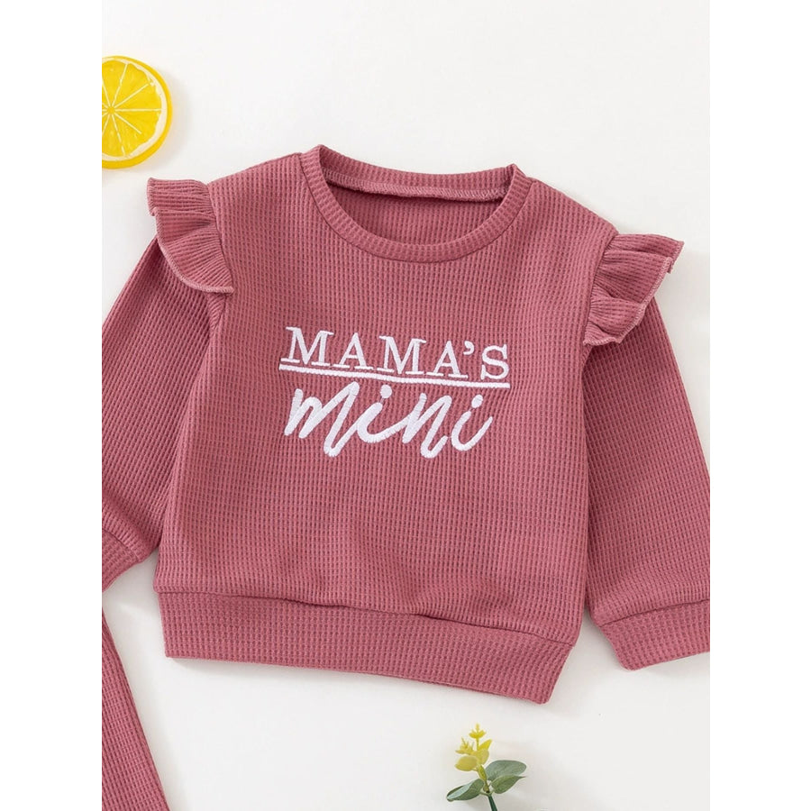 Children’s Letter Ruffled Trim Top and Pants Set Apparel and Accessories