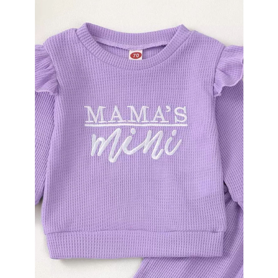 Children’s Letter Ruffled Trim Top and Pants Set Apparel and Accessories
