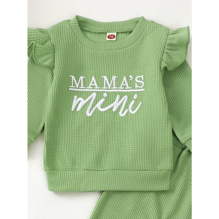 Children’s Letter Ruffled Trim Top and Pants Set Apparel and Accessories