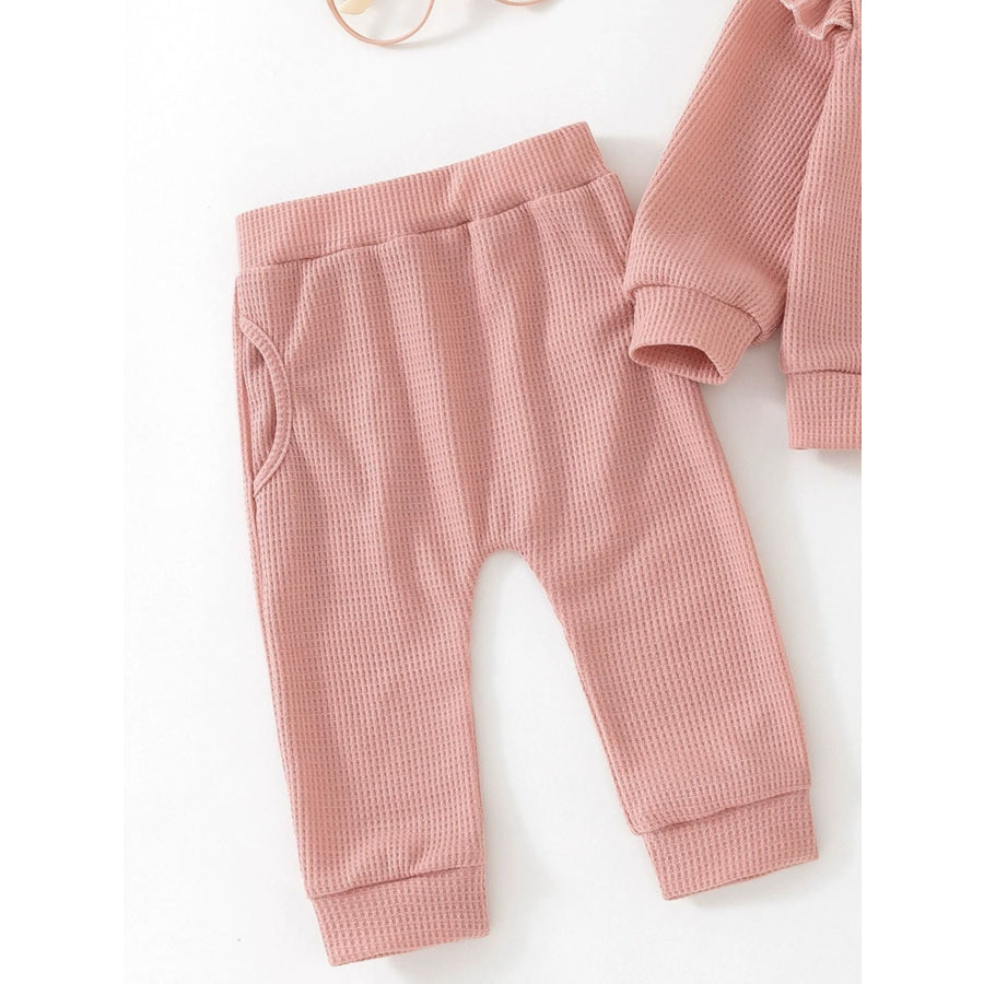 Children’s Letter Ruffled Trim Top and Pants Set Apparel and Accessories