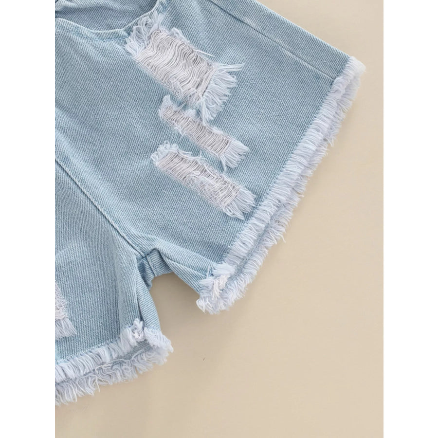 Children’s Letter Tee & Ripped Denim Shorts Set Apparel and Accessories