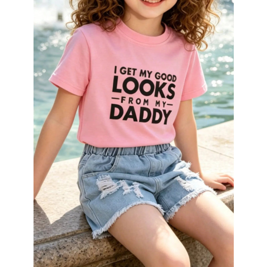 Children’s Letter Tee & Ripped Denim Shorts Set Pink / 6-9M Apparel and Accessories
