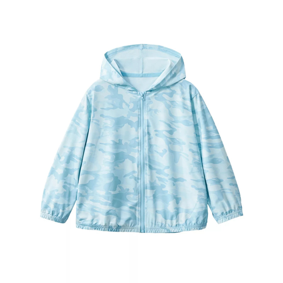 Children’s Lightweight Camouflage Hooded Sun Protection Jacket Pastel Blue / 8Y Apparel and Accessories