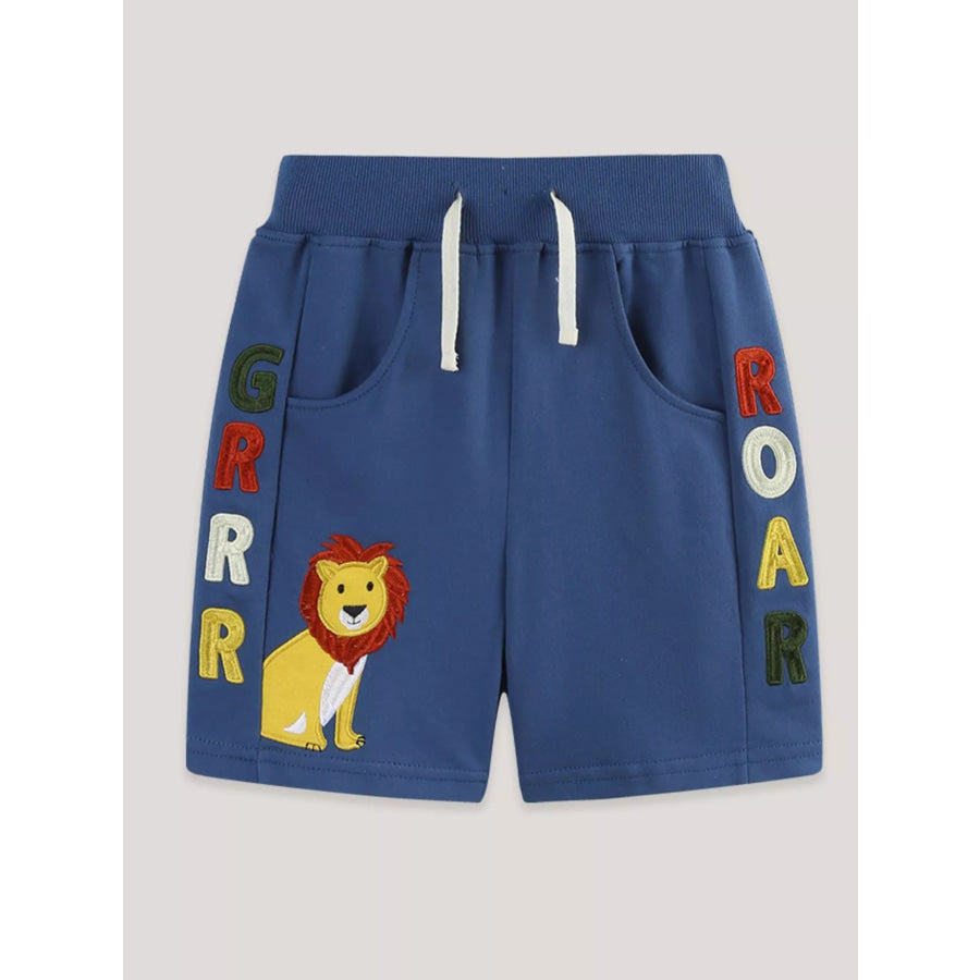 Children’s Lion Embroidered Casual Shorts Apparel and Accessories