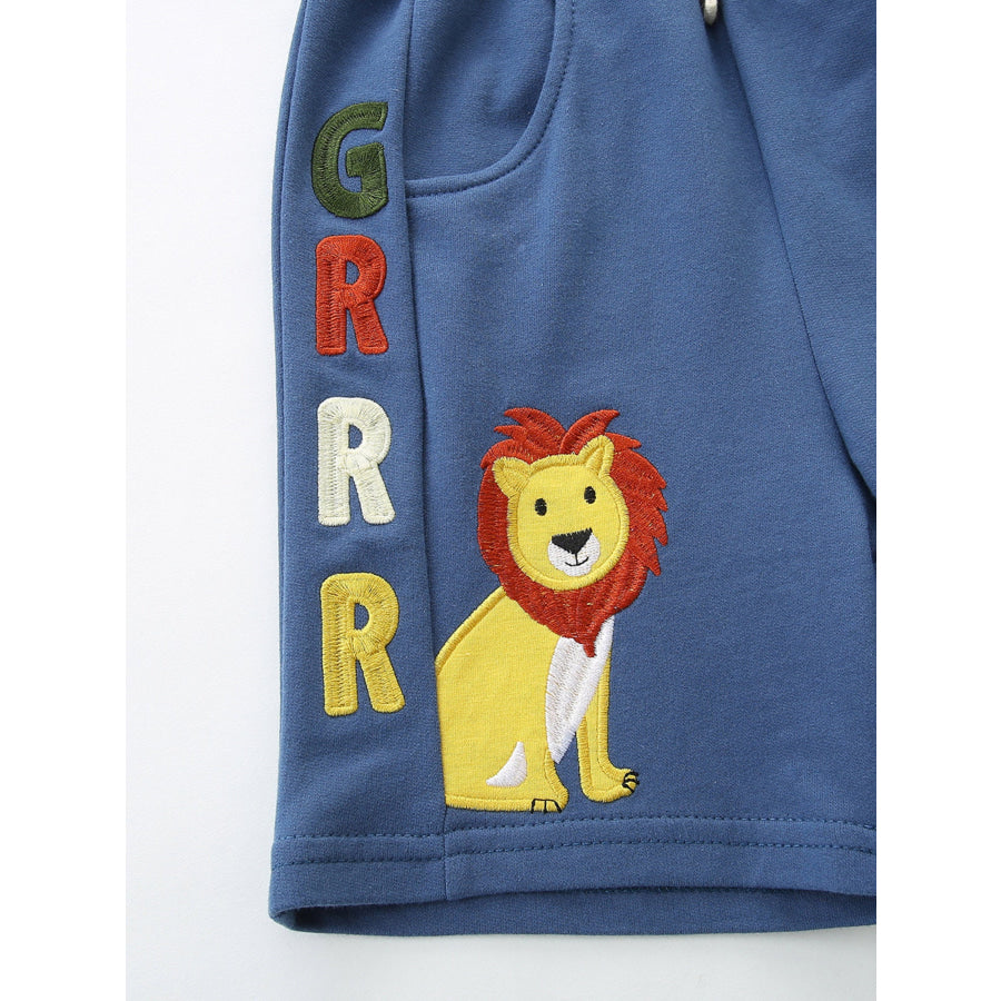 Children’s Lion Embroidered Casual Shorts Apparel and Accessories