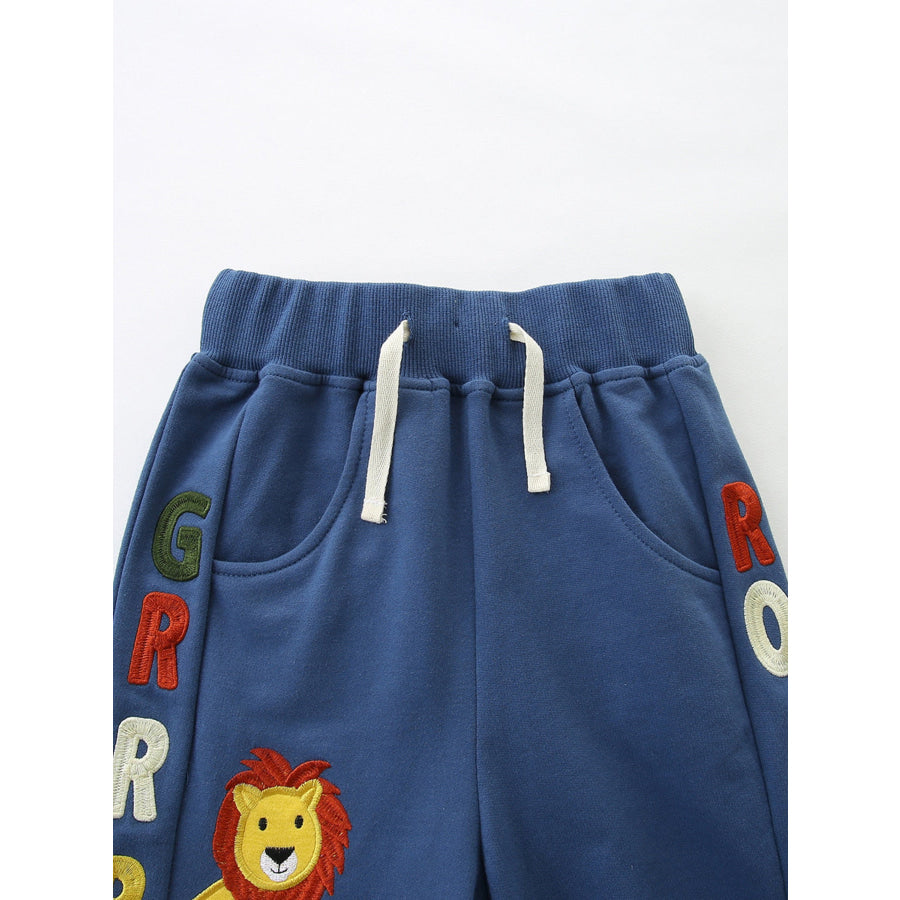 Children’s Lion Embroidered Casual Shorts Apparel and Accessories