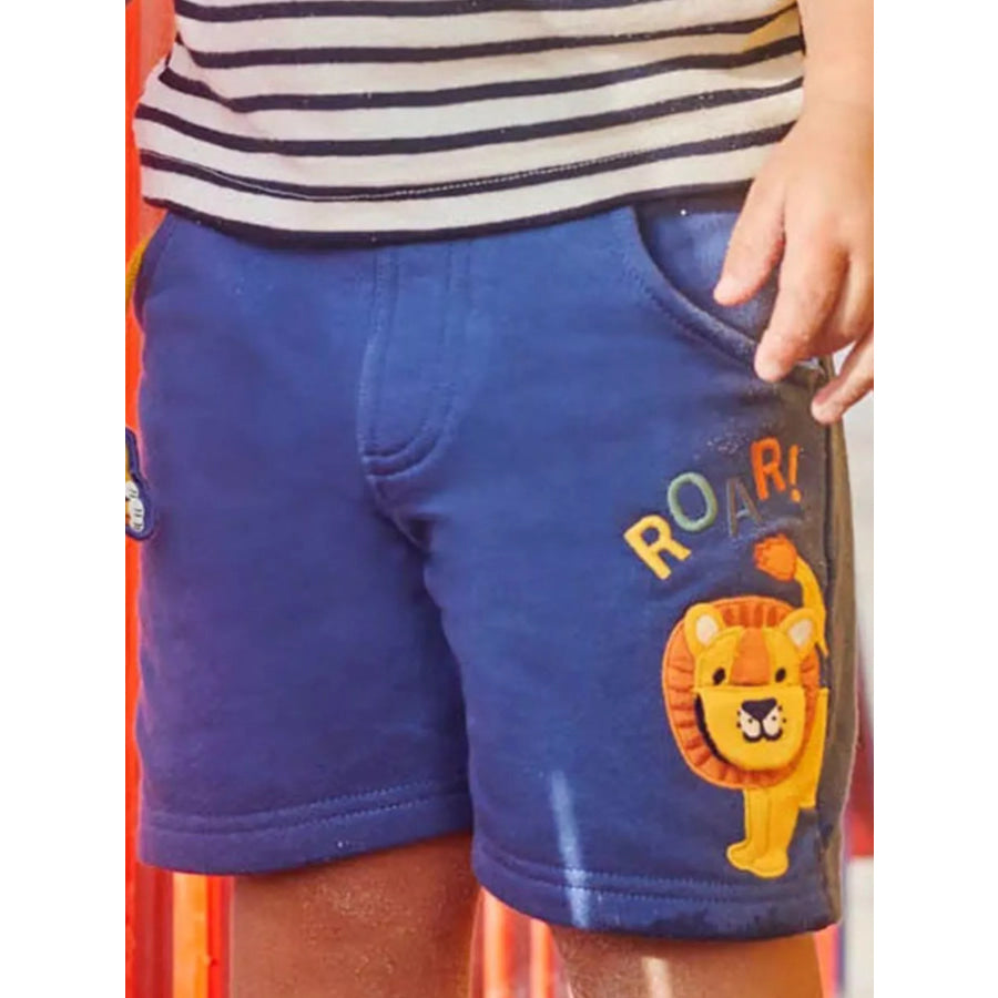 Children’s Lion Embroidered Knit Shorts Blue / 2Y Apparel and Accessories