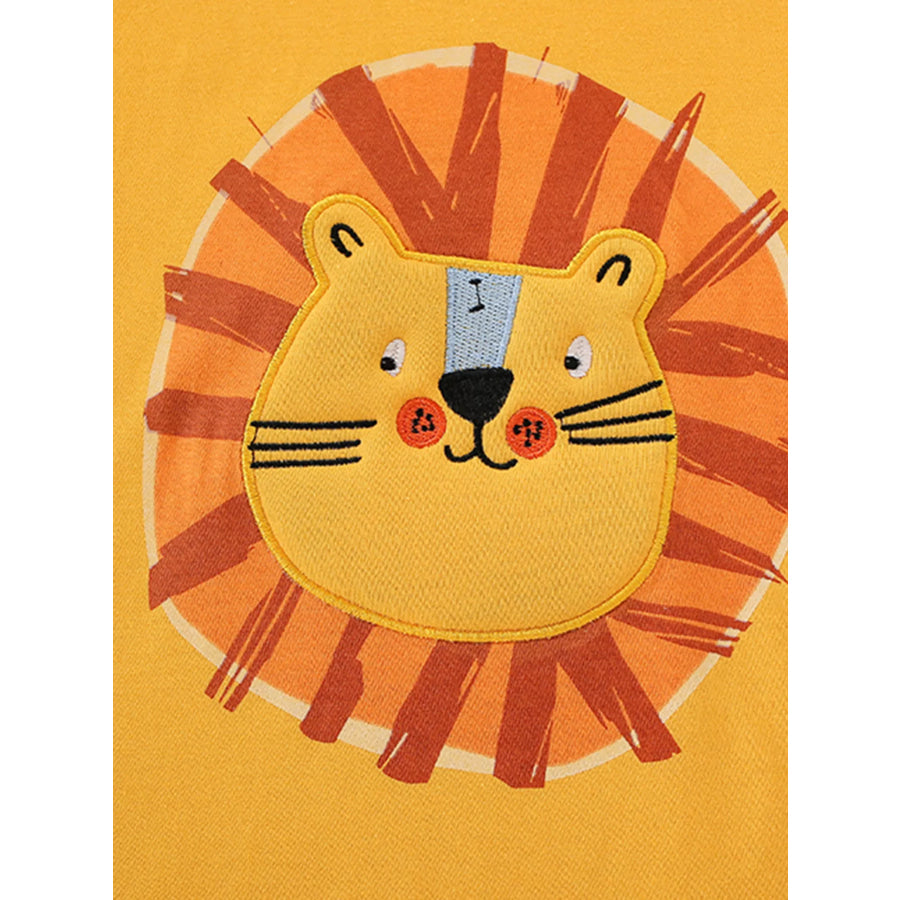 Children’s Lion Embroidered Round Neck T-Shirt Apparel and Accessories