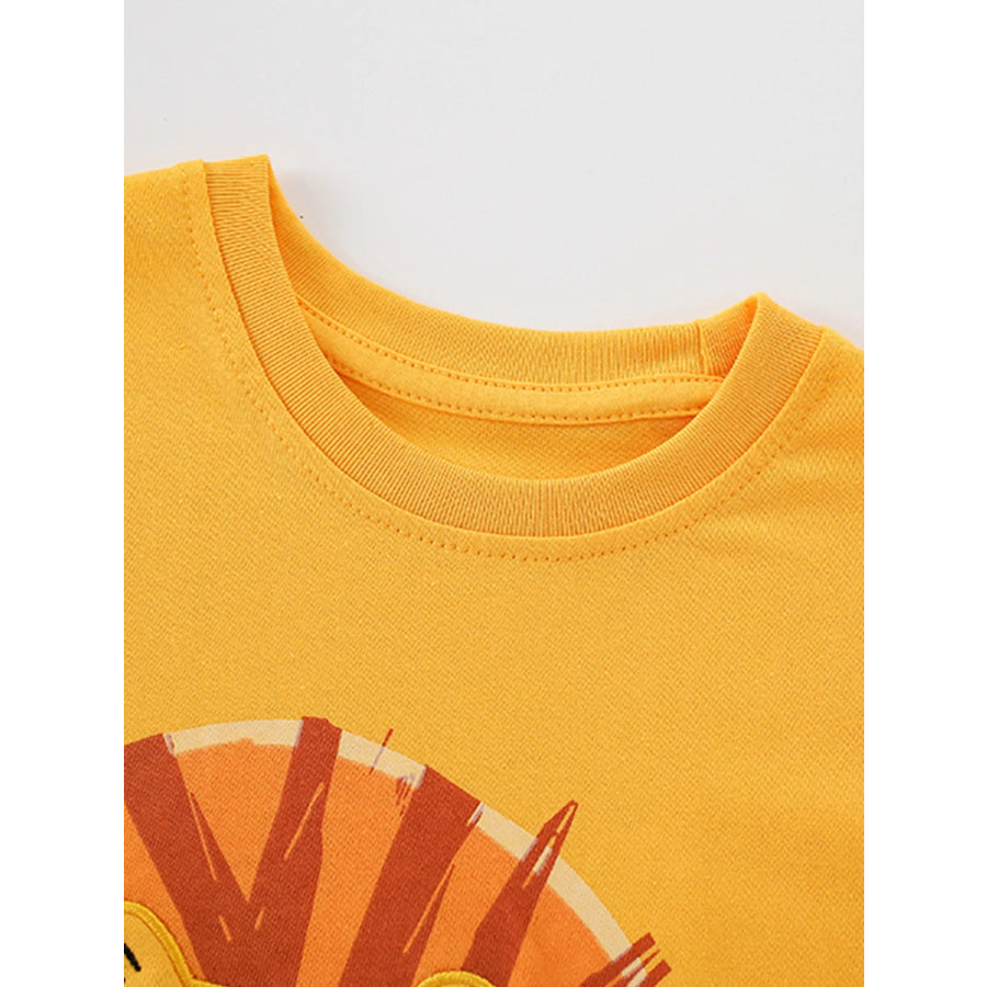 Children’s Lion Embroidered Round Neck T-Shirt Apparel and Accessories