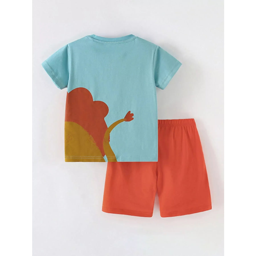 Children’s Lion Round Neck Tee and Shorts Set Apparel and Accessories