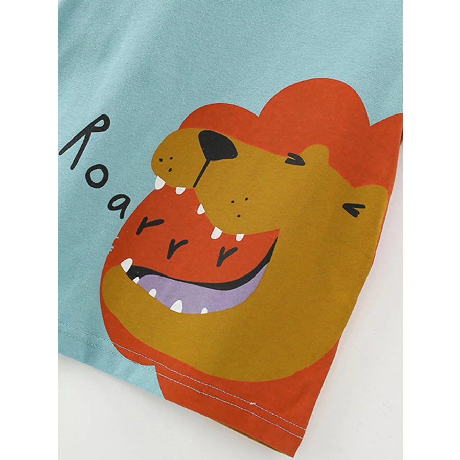 Children’s Lion Round Neck Tee and Shorts Set Apparel and Accessories