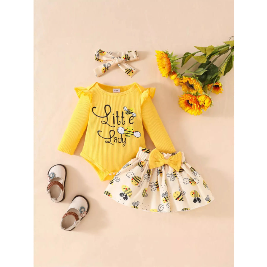 Children’s Little Lady Bee-Themed 3-Piece Set Yellow / 0-3M Apparel and Accessories