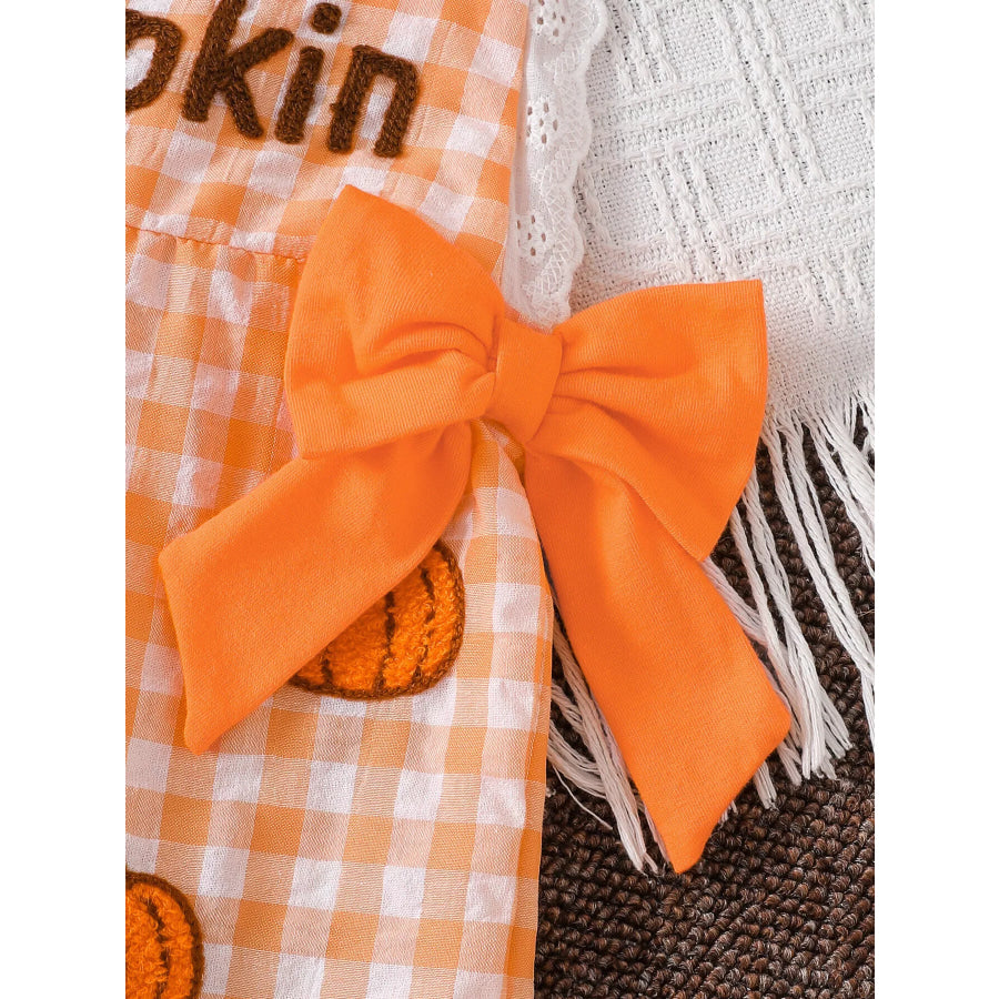 Children’s Little Pumpkin Gingham Ruffle Hem Jumpsuit Apparel and Accessories