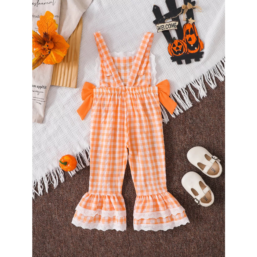 Children’s Little Pumpkin Gingham Ruffle Hem Jumpsuit Apparel and Accessories