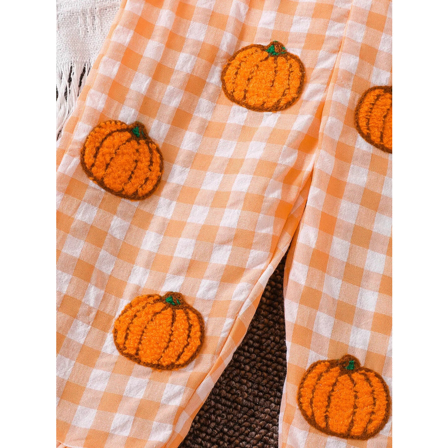 Children’s Little Pumpkin Gingham Ruffle Hem Jumpsuit Apparel and Accessories