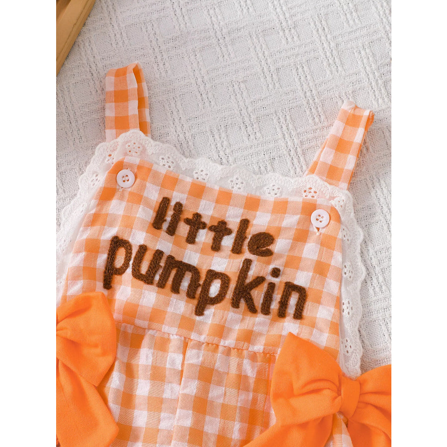 Children’s Little Pumpkin Gingham Ruffle Hem Jumpsuit Orange-red / 12-18M Apparel and Accessories