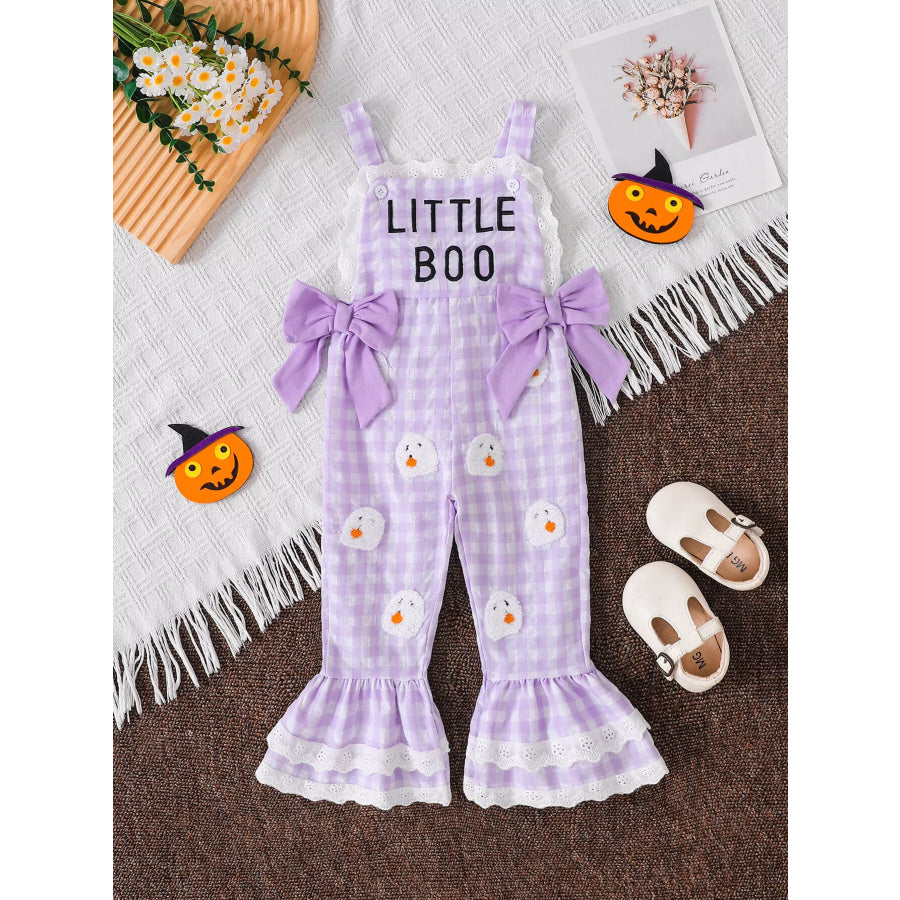 Children’s Little Pumpkin Gingham Ruffle Hem Jumpsuit Light Purple / 12-18M Apparel and Accessories