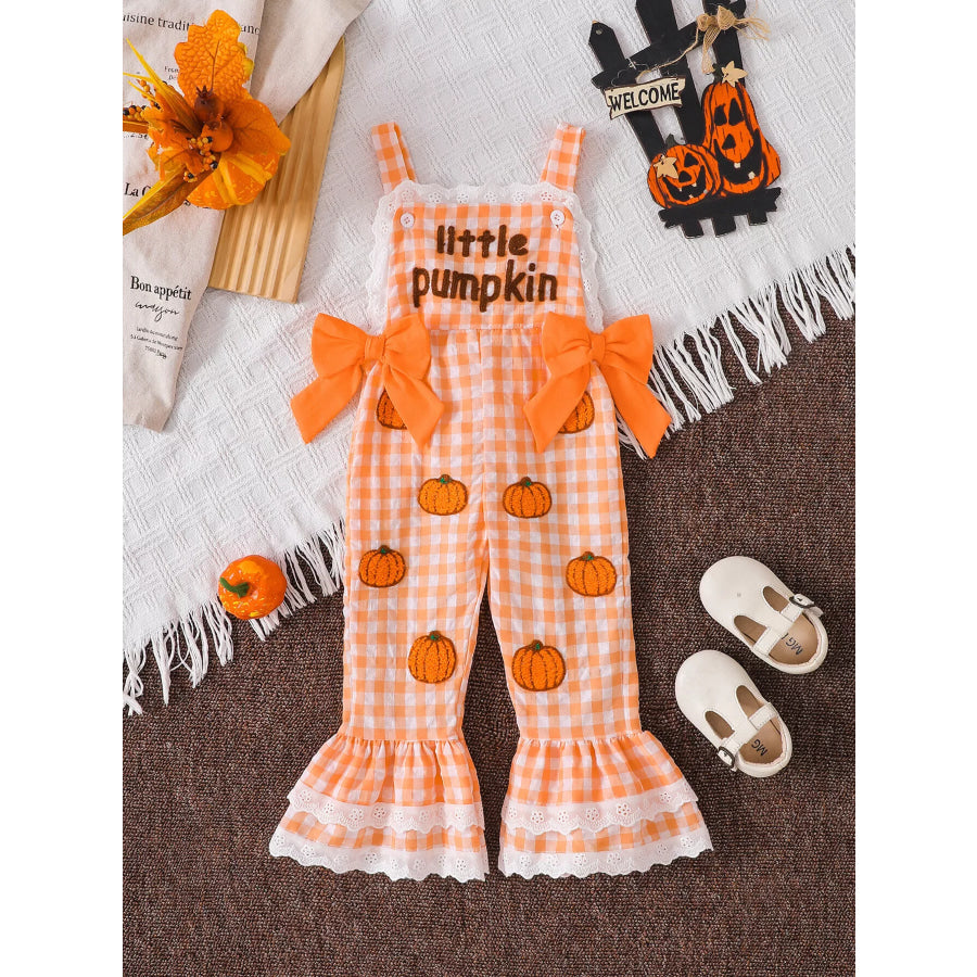 Children’s Little Pumpkin Gingham Ruffle Hem Jumpsuit Orange-red / 12-18M Apparel and Accessories